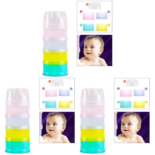 3Pcs 4-Layer Twist-Lock Stackable Milk Powder Dispenser 1