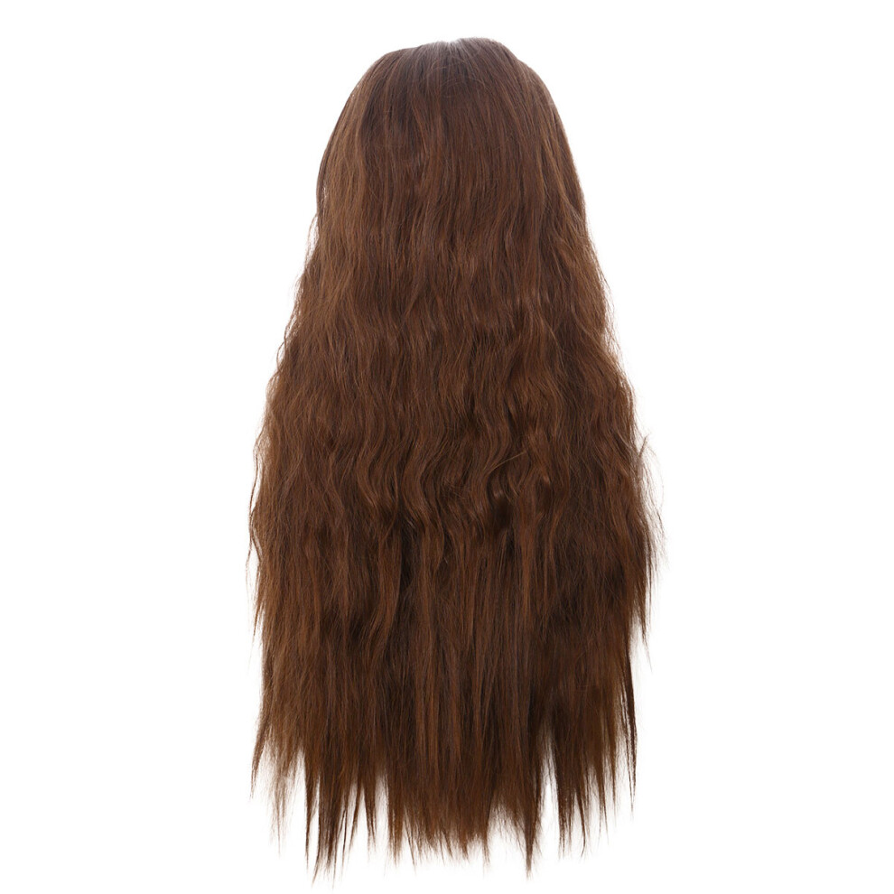 Artibetter Unisex Brown 2Pcs Long Curly Synthetic Fluffy Wig With Bangs Light