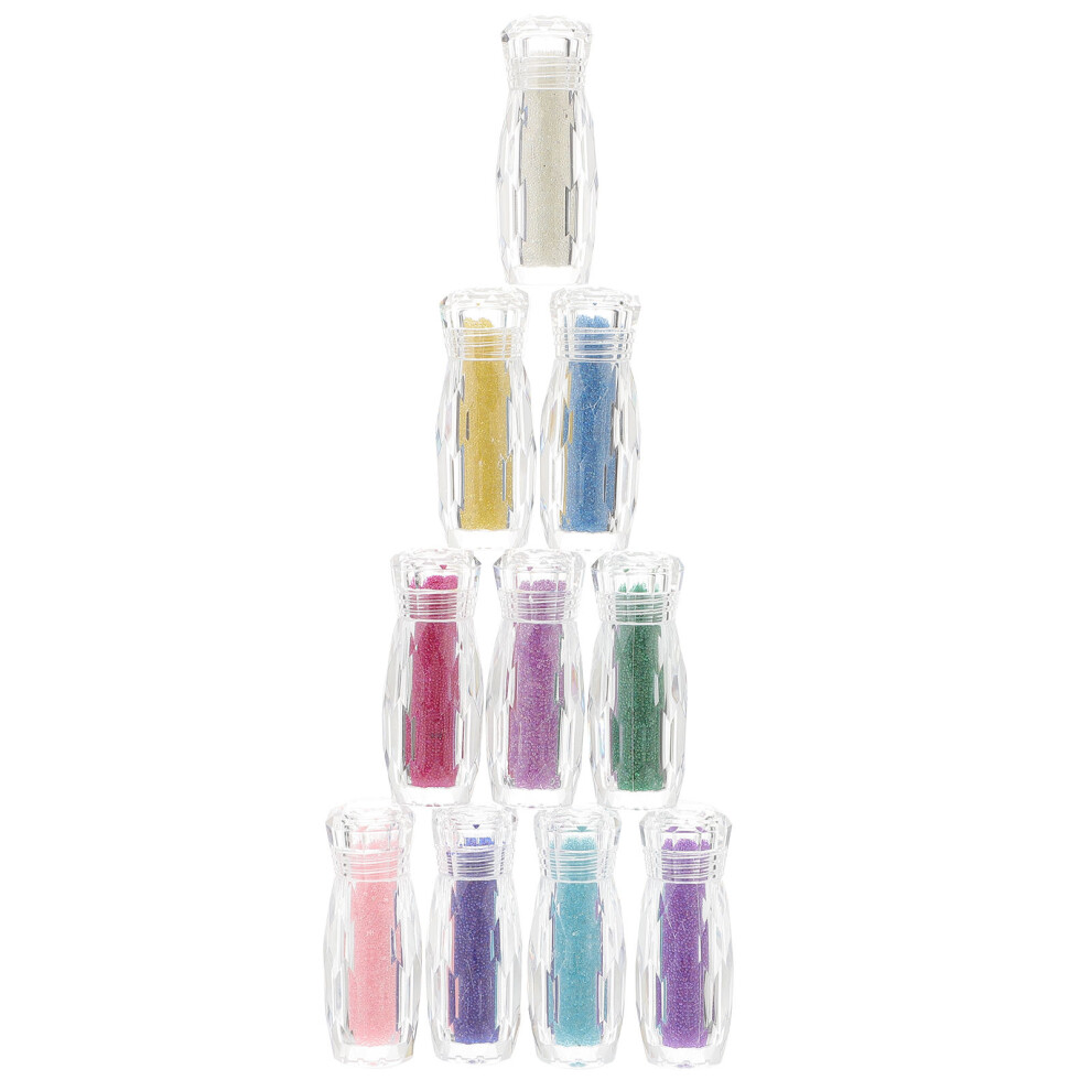 Artibetter 2Pcs 10 Bottles Micro Beads Glass Caviar Nail Art Decorations