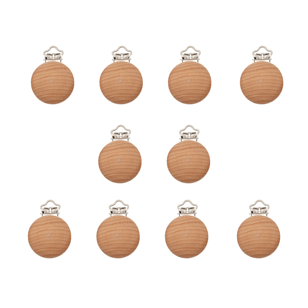 20 Pcs Wooden Pacifier Clips Round Shape 30Mm For Baby Totority