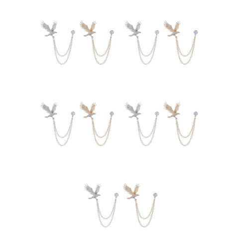 10 Pcs Eagle Alloy Chain Brooches For Men Suit Collar Accessories 2
