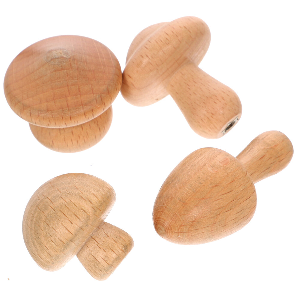 12 Pcs Wooden Mushroom Coat Hook Nail Free Wall Hanger 031049632686