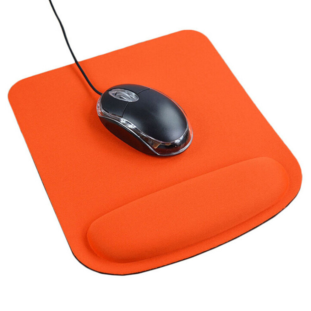 3Pcs Mouse Pad With Wrist Rest Comfortable Rubber Mat Orange 031049631887