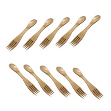 10 Unidades Cubiertos Japoneses Spork Bambú Para