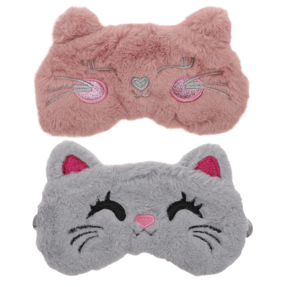 Villcase Light 4Pcs Plush Eye Masks Cartoon Sleep Blindfolds Adjustable Elastic Bands