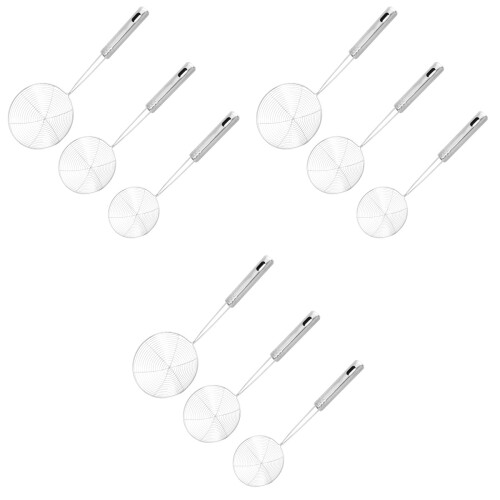 3Pcs Pasta Strainer Stainless Steel Mesh Kitchen Sieve Silver 2