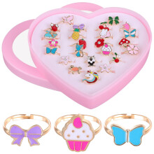 96 Pcs Adjustable Rings For Girls With Display Case