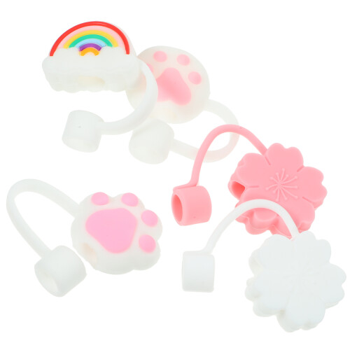20 Pcs Reusable Straw Cover Assortment Cartoon Topper Protector 1