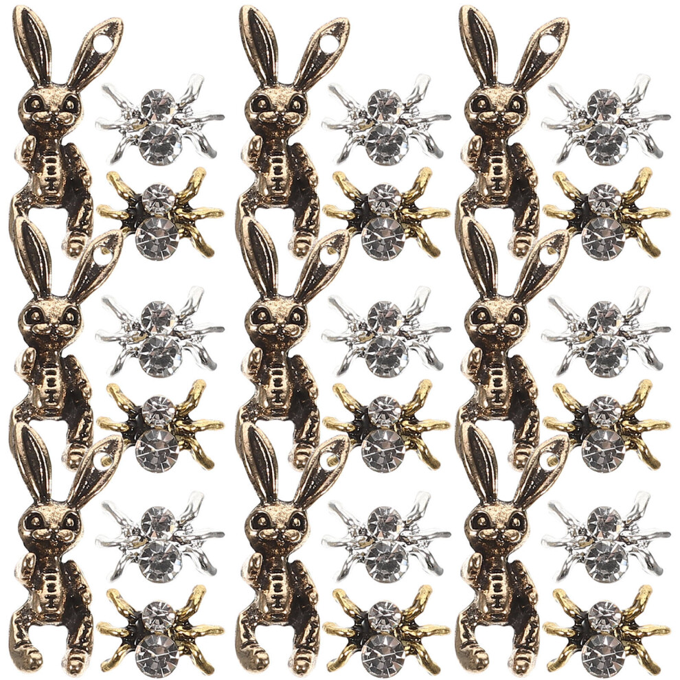 Ohphcall 90 Pcs Spider Rabbit Nail Art Charms Diy Tip Crafts Accessories