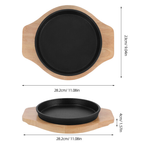Cast Iron Steak Grill Pan Round Bbq Plate Even Heat Distribution 2