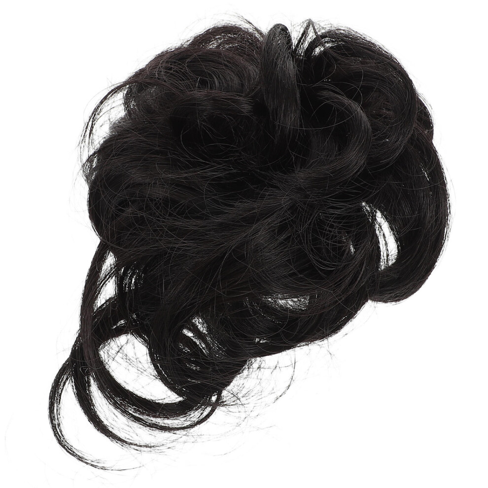 Vaguelly Unisex 4Pcs Curly Wavy Messy Bun Hairpiece For Women With Elastic Band