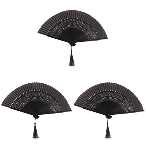 3Pcs Vintage Handheld Folding Fan For Dance Performance Craft 1