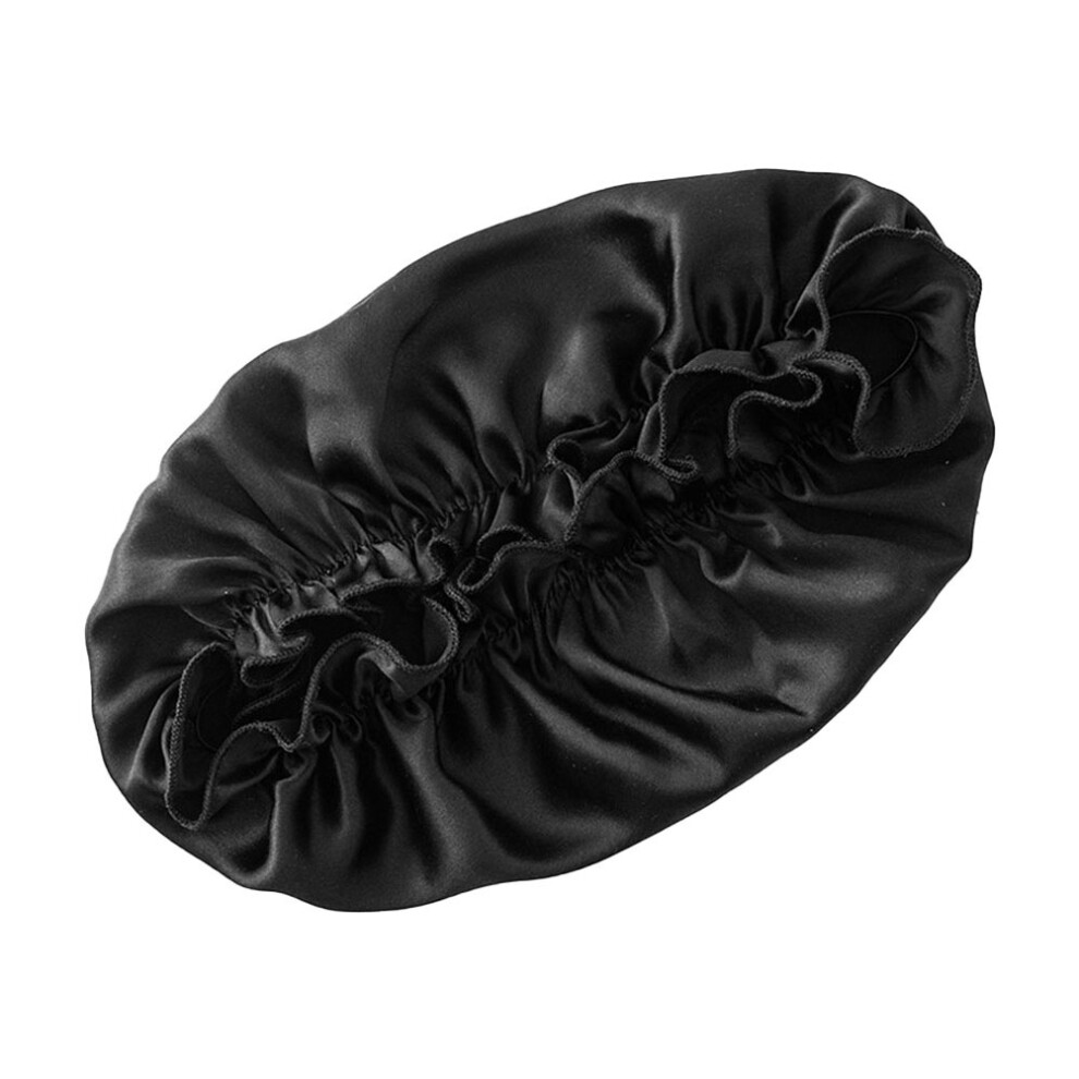Artibetter Black 1Pc WomenâS Silk Sleep Cap Elastic Night Bonnet Hair Care Cover