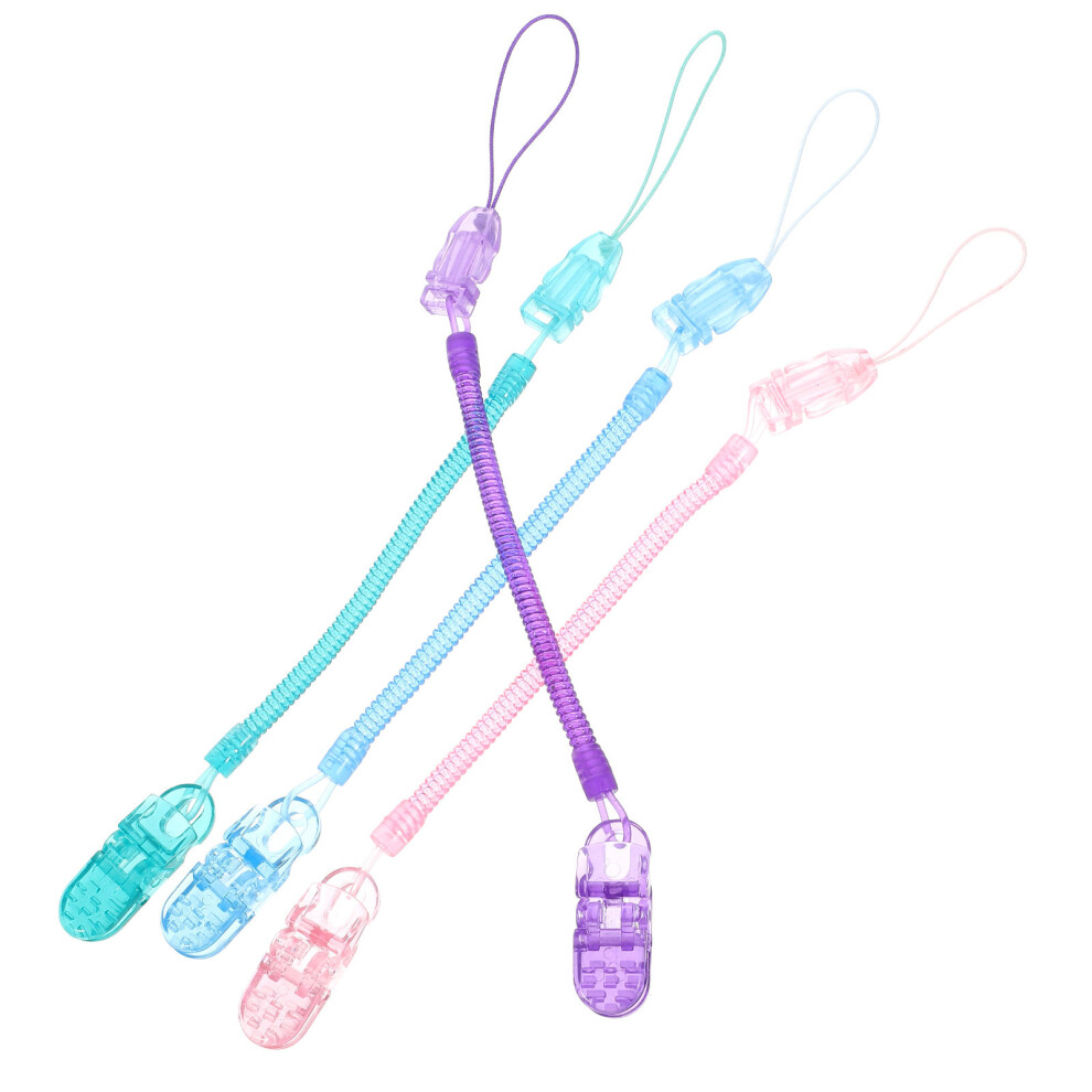 4Pcs Clear Silicone Pacifier Clips For Baby Green Pink/Blue/Purple Artibetter