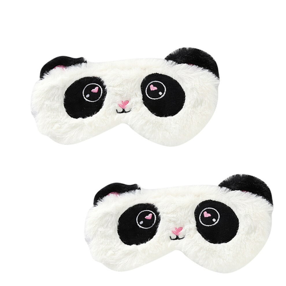 Artibetter Light 2Pcs Adorable Plush Eye Masks Cartoon Shading Blindfolds Supple Covers