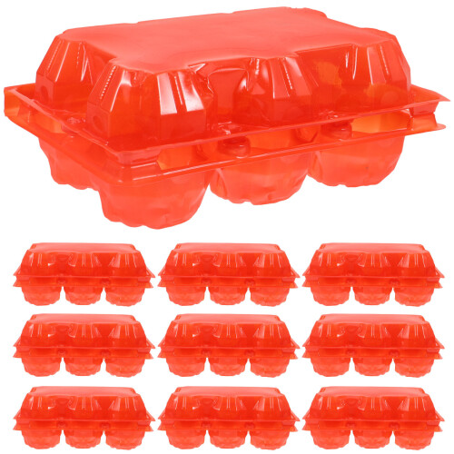 100 Pcs Plastic Egg Tray Red Empty Chicken Carton Storage Container