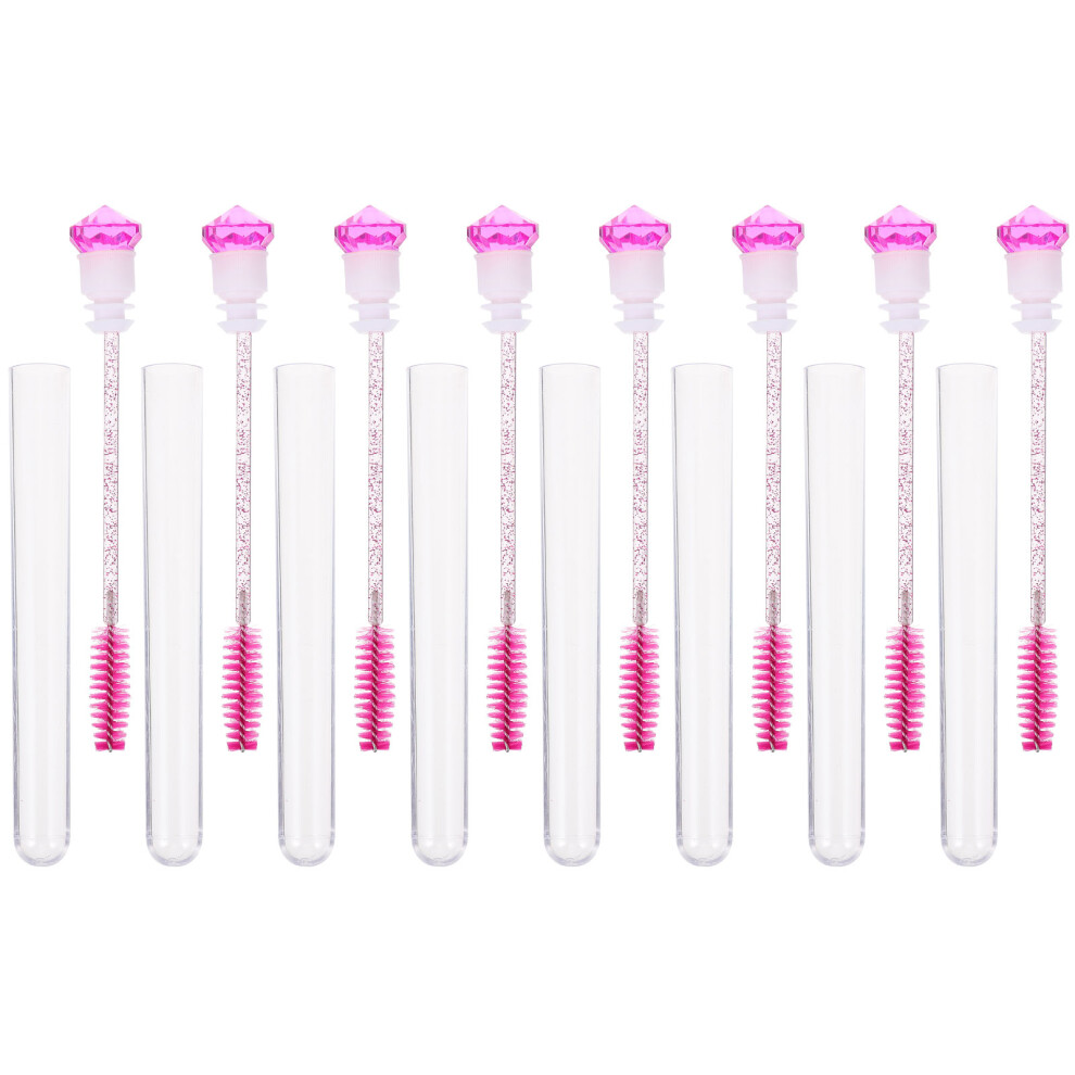 Ohphcall 8Pcs Portable Rosy Eyelash Comb With Acrylic Makeup Brush Wands