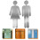 1Paire Plaques Signal Toilettes Argentées Usage Porte 3