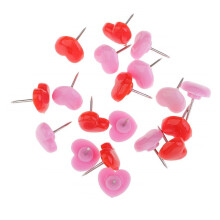 300 Pcs Heart-Shaped Map Pins Small Round Head Press Nails Red Pink