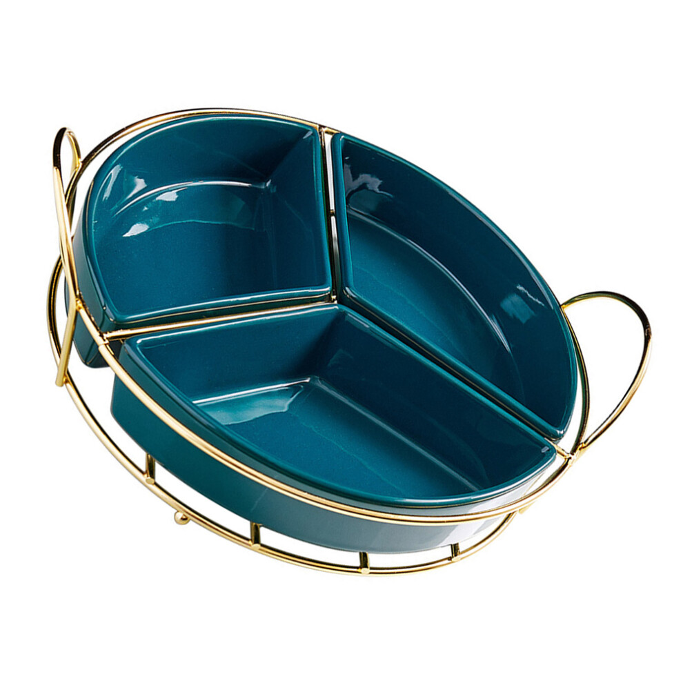 2Pcs Food Storage Tray With Rack, Three-Grid Snacks Plate-image-OPC-PKWXBXH-NEW