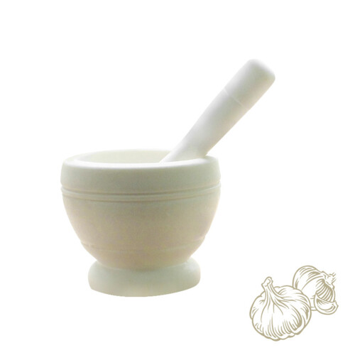 Kitchen Garlic Press Pot Bowl Mortar And Pestle Set White 1