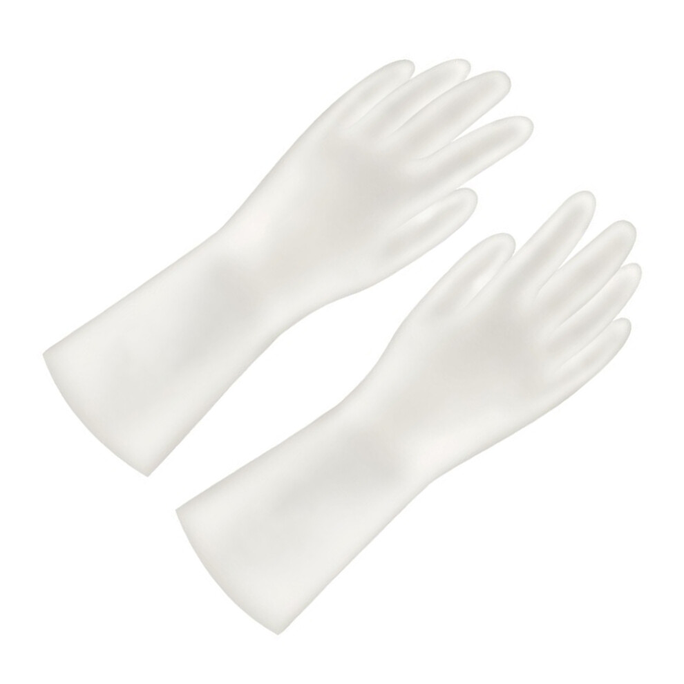 4 Pair S White Waterproof Plastic Steel Anti-Slip Kitchen Gloves-image-OPC-PKWXHW8-NEW
