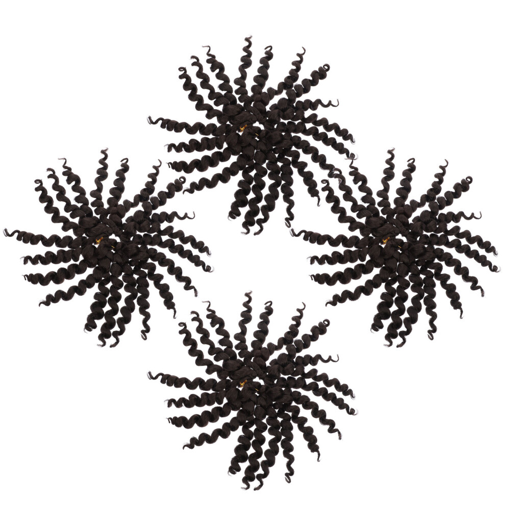 Artibetter Unisex 4Pcs Twists Crochet Braids Fluffy Curly Synthetic Hair Extensions
