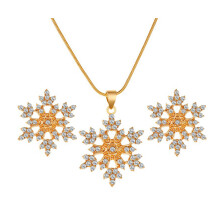 1Set Rhinestone Bruidssieraad Met Goudkleurige Ketting En Oorbellen
