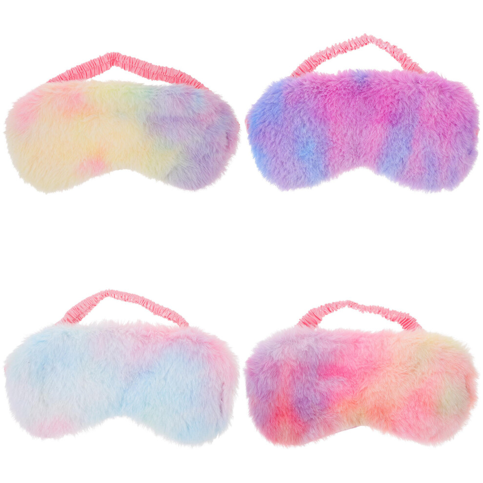 Inoomp 8 Pcs Colored Plush Eye Cover Sleep Masks