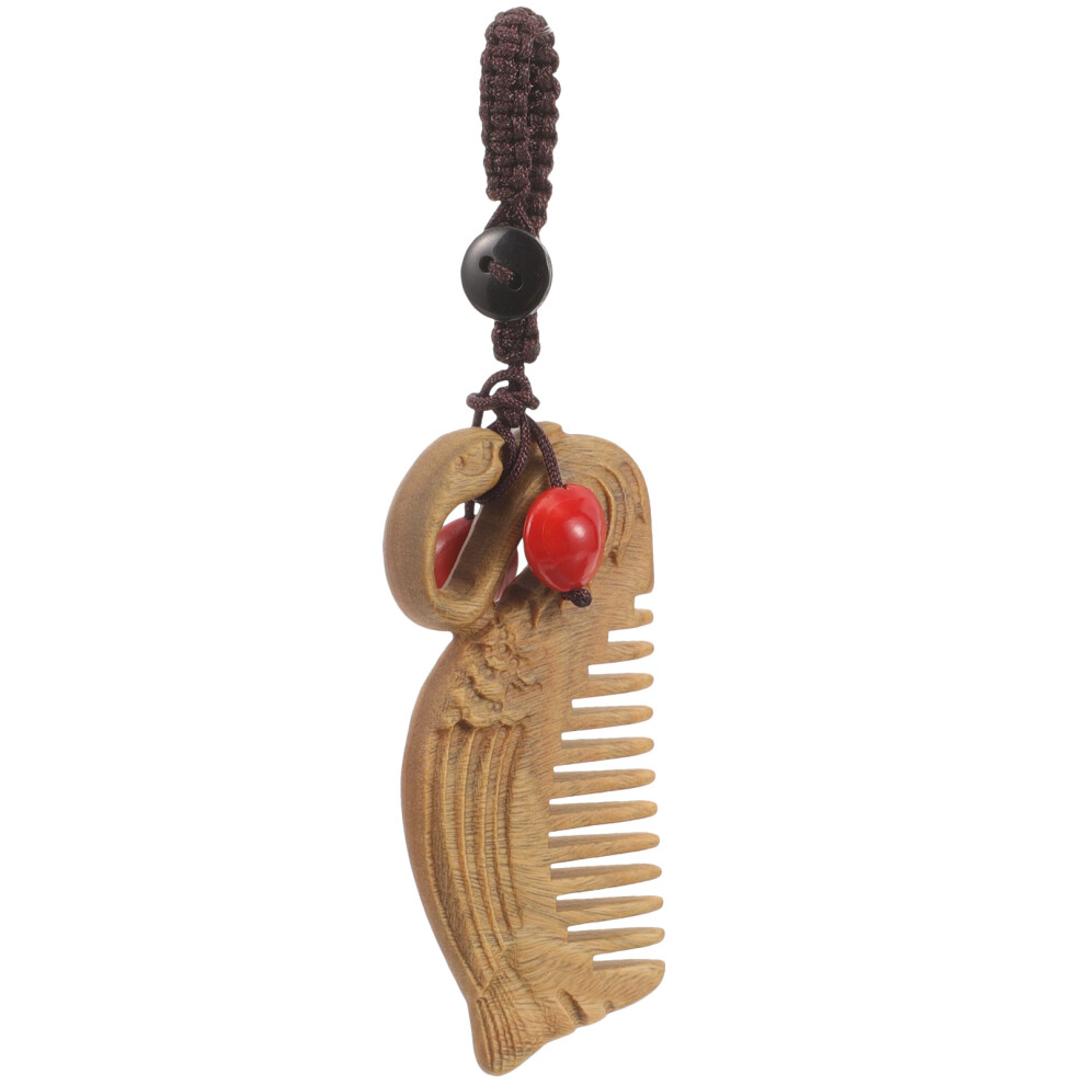 Inoomp 4Pcs Wooden Comb Pendant Portable Compact Detangling Comb For Women