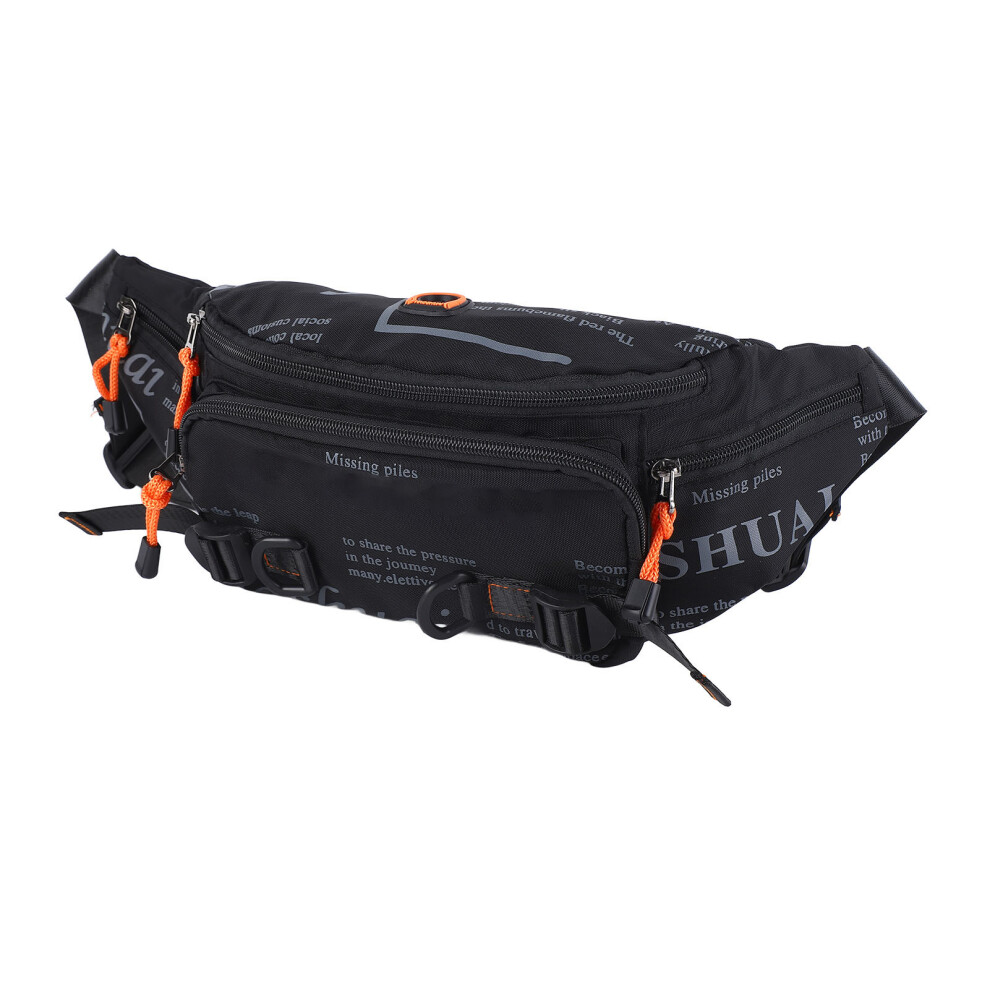 Waterproof Men Waist Bag, Large Capacity, Adjustable Nylon Chest Sling Pack For Outdoor Sports, Black