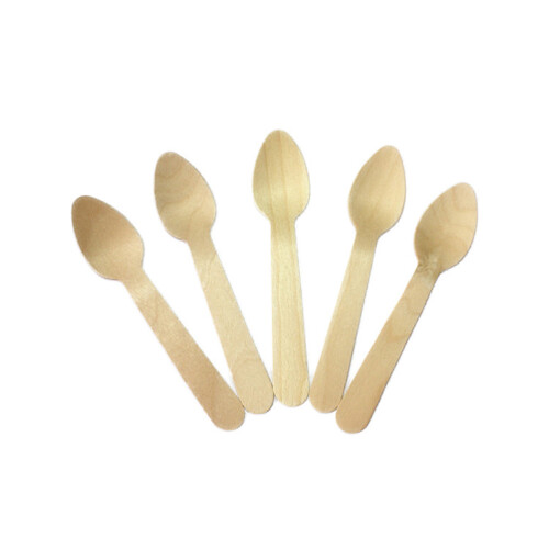 100 Unidades Cucharas De Madera Desechables Para Pastel 2