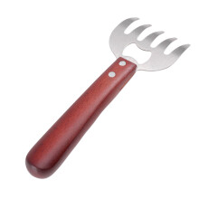 stainless steel meat shredder claws with wooden handle for kitchen use