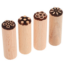 8Pcs Durable Beige Wooden Cake Stampers for Dessert and Pastry