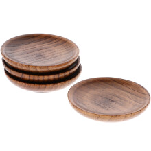 12Pcs Round Light Brown Wooden Sauce Bowls Small Dipping Containers