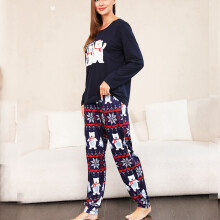 Weihnachts-Pyjama-Set Rundhals Langarm Schwarz XL