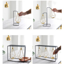 2Pcs Modern Tea Light Holder Iron Frame With Suspended Cup