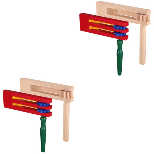 4 Pcs Wooden Ratchet Spinners Handheld Percussion Instrument 2