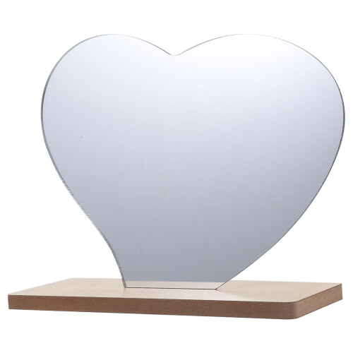 4Pcs Wooden Base Desktop Mirror Acrylic Heart 2