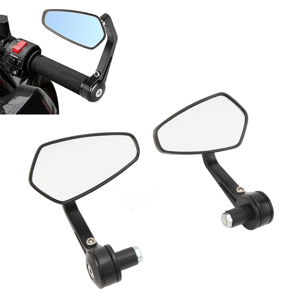 2Pcs Black Pentagon Motorcycle Rearview Mirrors for Left & Right Side-image-OPC-PKWZ25R-NEW