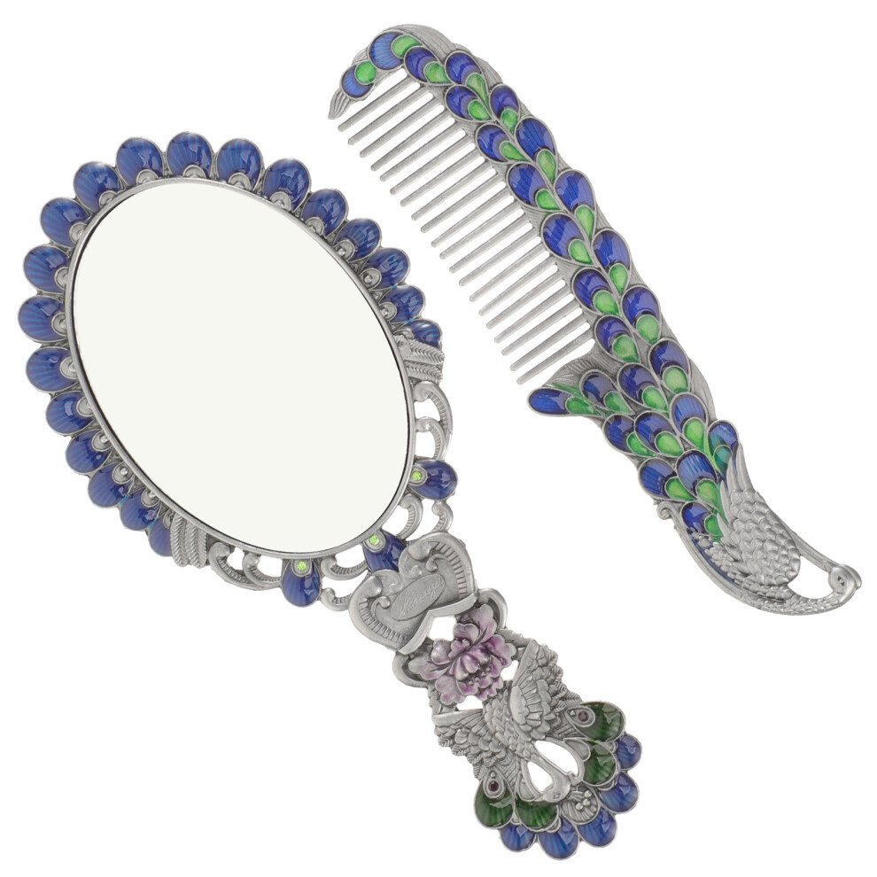 Happyyami 3 Sets Vintage Dressing Table Mirror Compact Hand Mirror Makeup Comb
