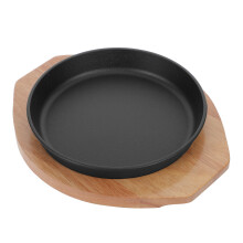 Cast Iron Steak Grill Pan Round Bbq Plate Even Heat Indoor Cooking