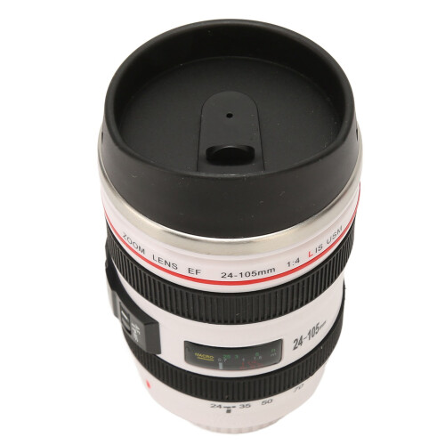 Kameraobjektiv-Kaffeebecher 7,8 oz Weiß mit Deckel 1
