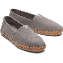 (Grey, 4 (Adults')) TOMS Alpargata Leather Wrap Leather Women's Grey Espadrilles