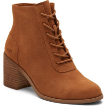 (Brown, 8 (Adults')) TOMS Evelyn Leather Women's Tan Heeled Ankle Boots