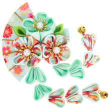4Pcs Japanese Fabric Hairpin Fan Barrette Girl Costume Accessory