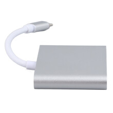 silbernes USB-C 3-in-1-Dock, 4K, 60W PD, 16x6x1cm