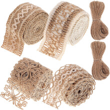 18Rolls Natural Jute Burlap Ribbon Lace Trim Assorted Color DIY Craft