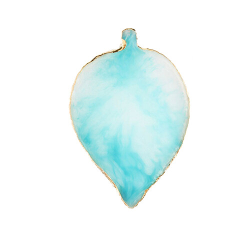 2 Pcs Leaf Shaped Manicure Nail Color Plate Tool Sky Blue