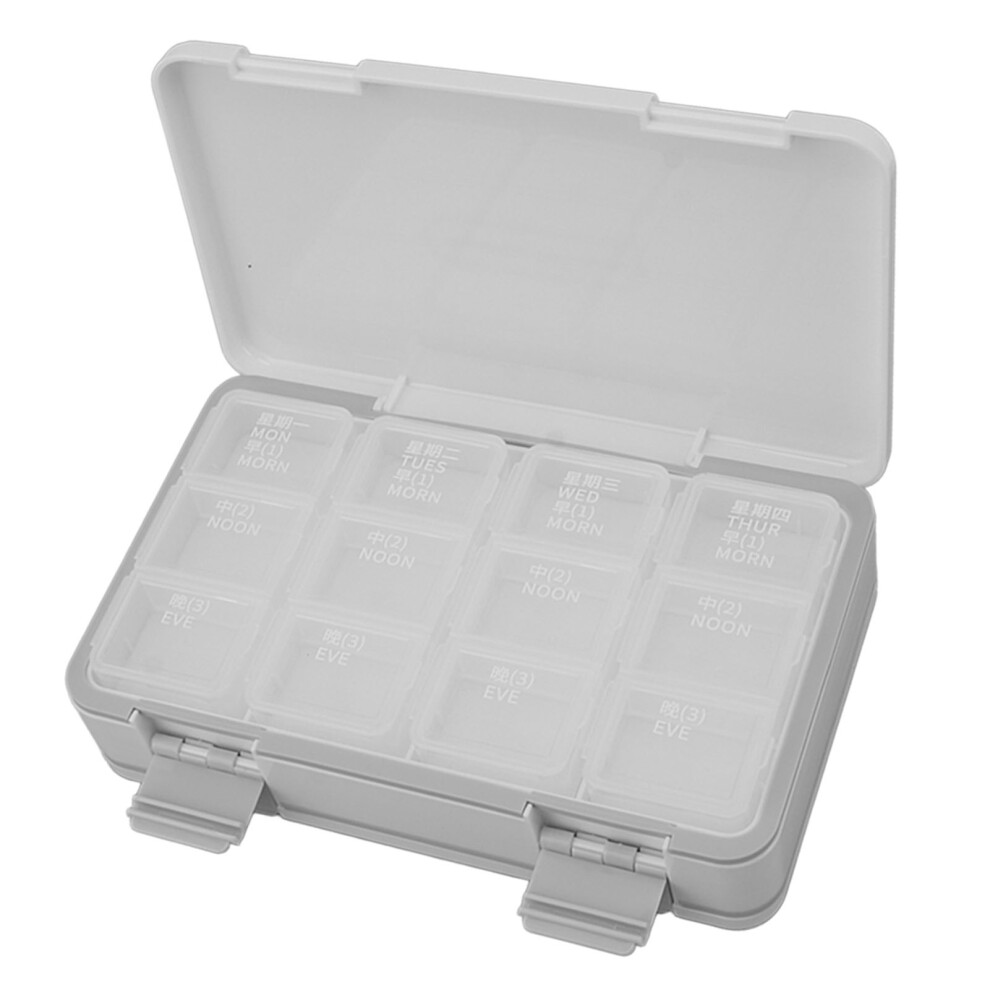 White Weekly Medicine Container 24 Cells, Easy Open, 17.5X11x5cm